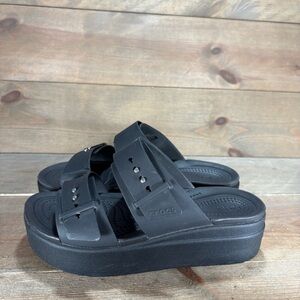 Crocs Brooklyn women size 7 shoes black platform slip on comfort sandals